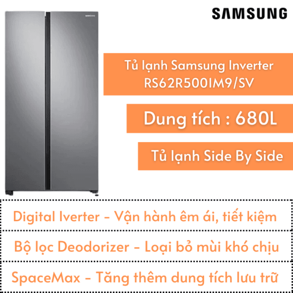 Tủ lạnh Samsung 680L | RS62R5001M9/SV | Side By Side