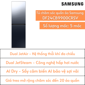 Tủ chăm sóc quần áo Samsung Bespoke AirDresser | DF24CB9900CRSV | 5 móc