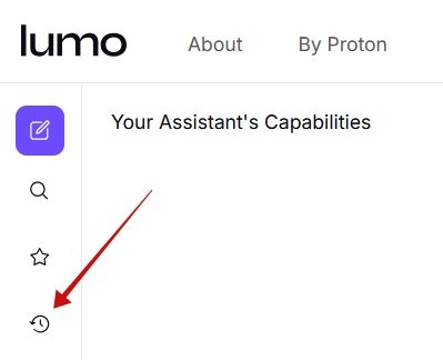 Nhấn vào nút History trong Lumo trên web trên PC.