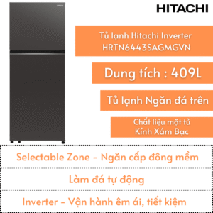 Tủ lạnh Hitachi 409L | HRTN6443SAGMGVN | Ngăn đông trên
