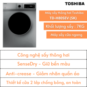 Máy sấy thông hơi Toshiba 7kg | TD-H80SEV(SK)