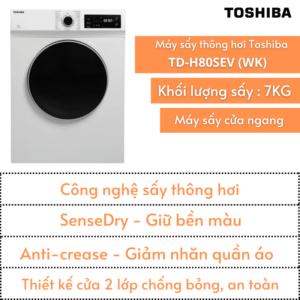 Máy sấy thông hơi Toshiba 7kg | TD-H80SEV(WK)