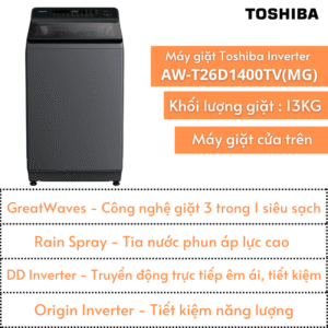 Máy giặt Toshiba 13kg | AW-T26D1400TV(MG)