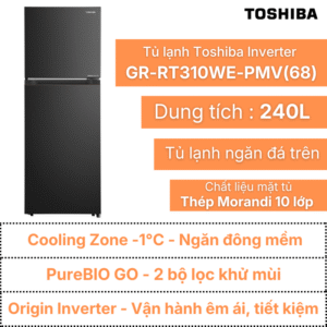 Tủ lạnh Toshiba 240L | GR-RT310WE-PMV(68) | Ngăn đông trên | Ngăn đông mềm